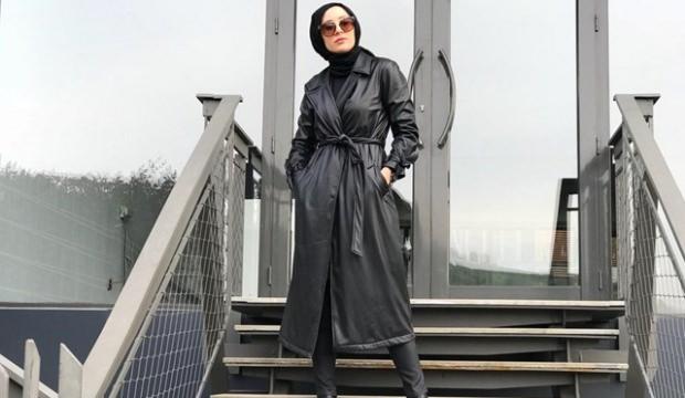 Tesettür giyimde deri kıyafet modelleri Tesettür giyimde deri kıyafet modelleri