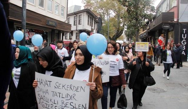 Diyabet hastalığına dikkat çekmek yürüdüler