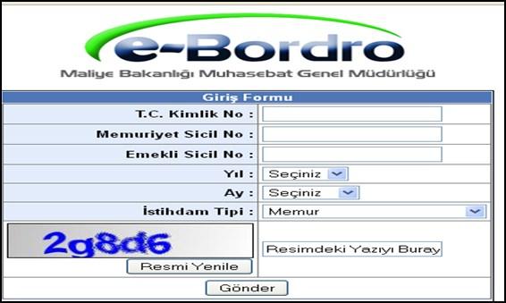 e-bordro sorgulama ekranı