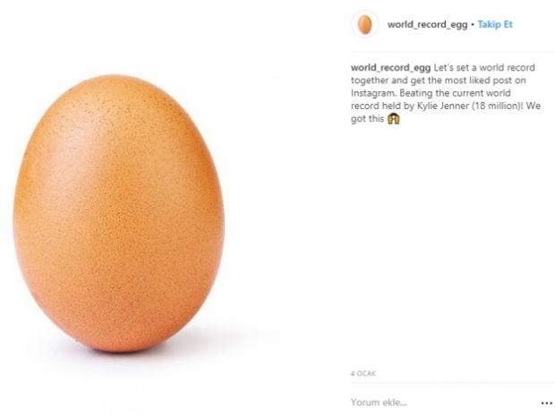 Instagram rekoru yumurta