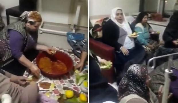 Hastane odasında çiğ köfte partisi!