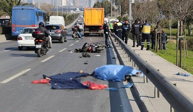 Motosiklet sürücüsünün korkunç ölümü