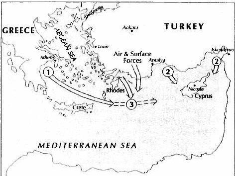 Senaryoya göre Yunanistan, Güney Kıbrıs’a taktik balistik füzeler yerleştirme kararı alıyor. Türkiye, bunun olmaması yönünde Atina’yı sert şekilde uyarıyor. Geri adım atmayıp Kıbrıs’a doğru dümen kıran Yunan gemileri Türk ordusunca batırılıyor.