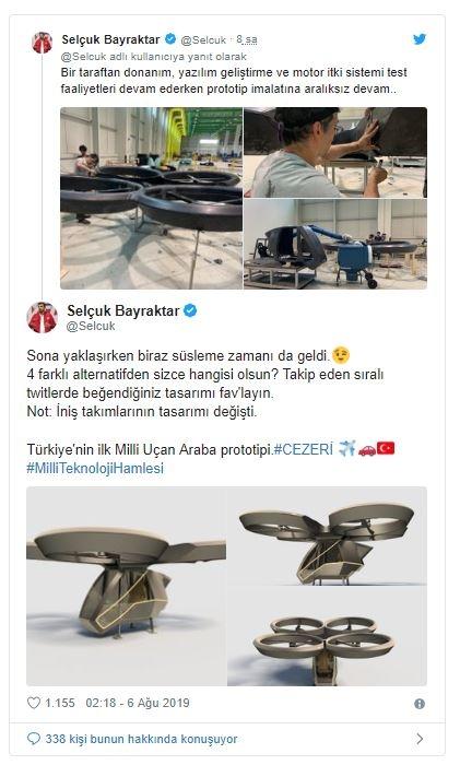 Baykar Teknik Müdürü ve Türkiye Teknoloji Takımı Vakfı Mütevelli Heyeti Başkanı Selçuk Bayraktar, Türkiye'nin ilk milli uçan arabası olacak "CEZERİ"nin prototipini hazırladıklarını açıkladı. | Sungurlu Haberleri