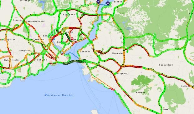 Saat 18.40'da İstanbul'da trafik durumu. 