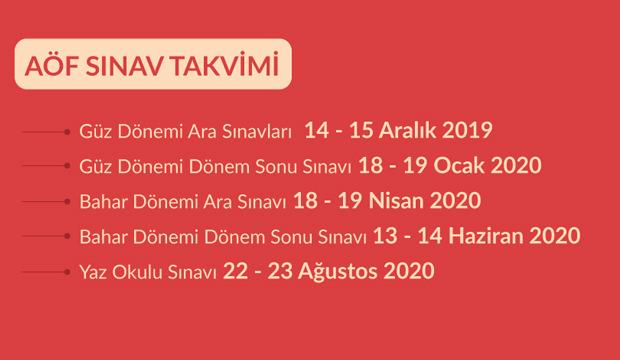 2019 - 2020 AÖF güz dönemi vize ve final sınav takvimi belli oldu