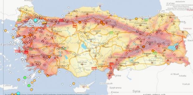Not: Deprem haritası 24 Eylül ile 1 Ekim tarihlerini kapsamaktadır.