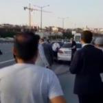 Kazayı görünce konvoyu durdurdu