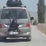 Kadını minibüsün arkasına bağladılar