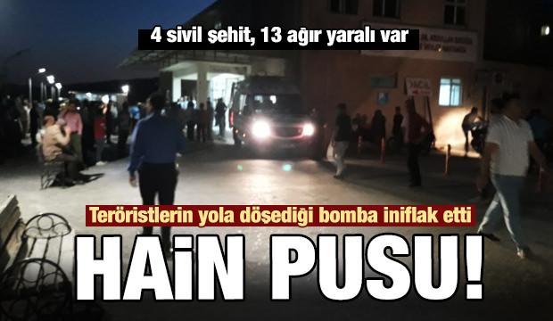 Son dakika haber: PKK'lÄ±larÄ±n yola dÃ¶ÅediÄi bomba infilak etti