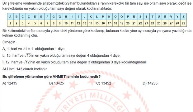 Ocak ayı LGS örnek soru ve cevapları! Liseye geçiş sınavındaki sorular
