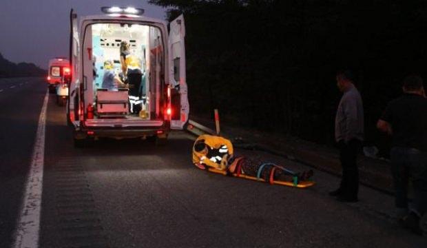 TEM'de hafif ticari araç takla attı: 6 yaralı