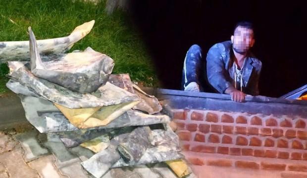 Camideki kurşun levhaları çalmaya çalışanlara suçüstü