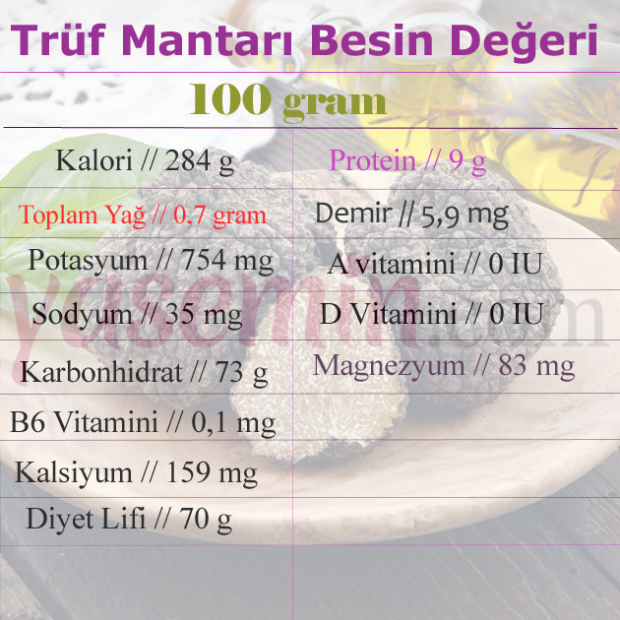 trüf mantarı besin değerleri