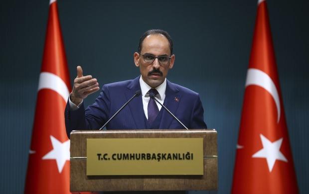 Cumhurbaşkanlığı Sözcüsü İbrahim Kalın, Cumhurbaşkanlığı Külliyesi'nde basın toplantısı düzenledi.