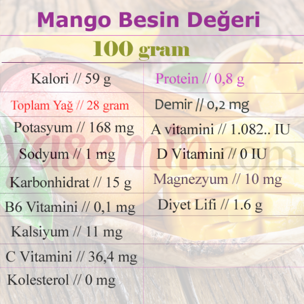 mango besin değeri