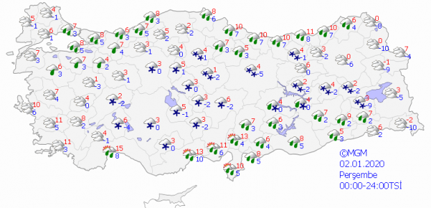 İl il hava durumu! Haritalı hava durumu