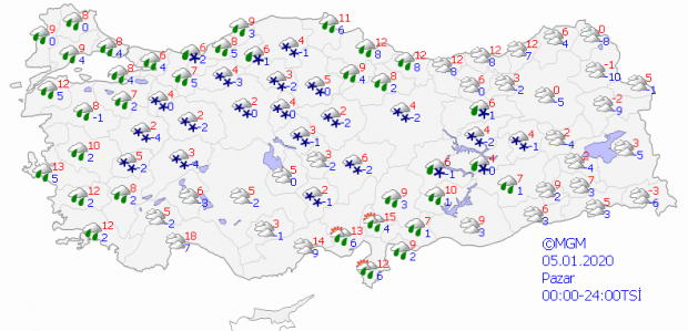 İl il hava durumu! Haritalı hava durumu