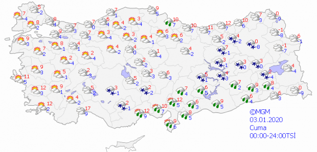 İl il hava durumu! Haritalı hava durumu