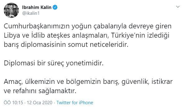 Cumhurbaşkanlığı Sözcüsü İbrahim Kalın, Twitter'dan açıklama yaptı. 