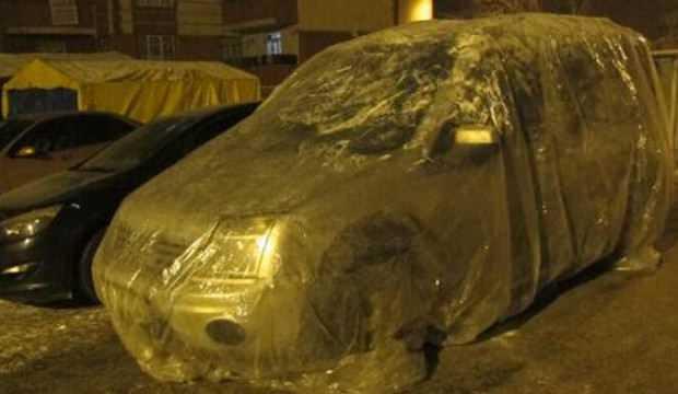 Doğu'da araçlara battaniye ve naylonlu önlem