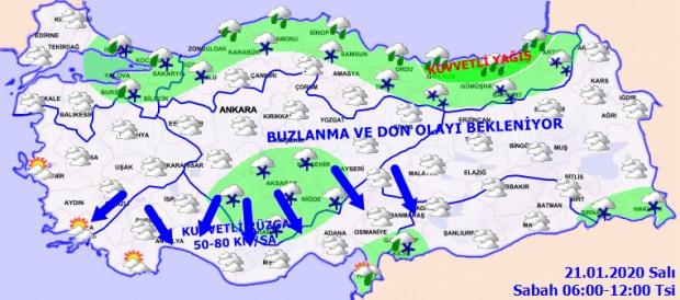 Son dakika - Meteoroloji 21 Ocak Salı günü il il hava durumu tahminini açıkladı - 21 Ocak Salı hava durumu