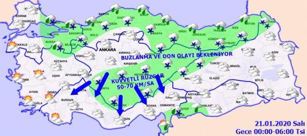 Son dakika - Meteoroloji 21 Ocak Salı günü il il hava durumu tahminini açıkladı - 21 Ocak Salı hava durumu