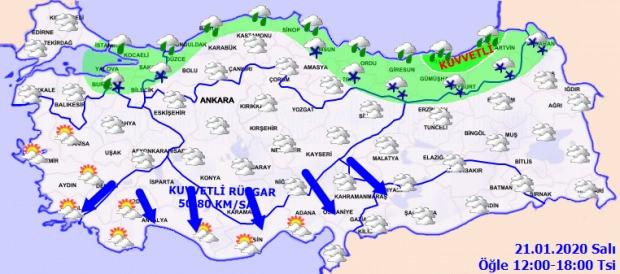 Son dakika - Meteoroloji 21 Ocak Salı günü il il hava durumu tahminini açıkladı - 21 Ocak Salı hava durumu