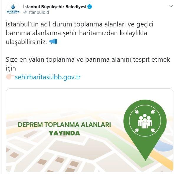 İstanbul'daki deprem toplanma alanları nerelerdir?