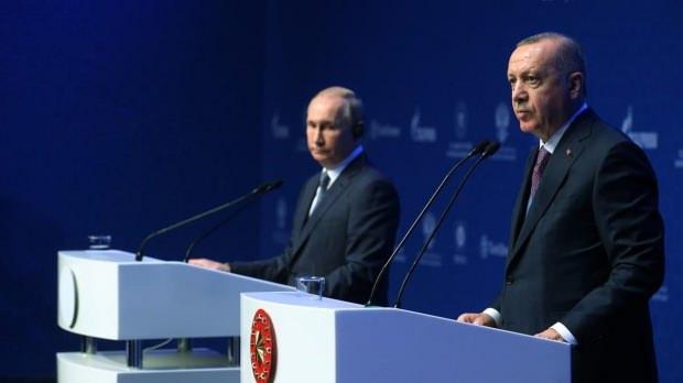 Cumhurbaşkanı Erdoğan ile Rusya Devlet Başkanı Putin. 