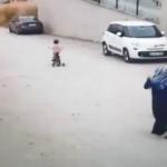 Bisikletiyle yokuş aşağı giden kızının peşinden böyle koştu!