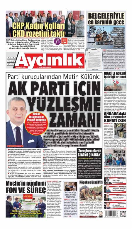 Aydınlık bugünkü kapak