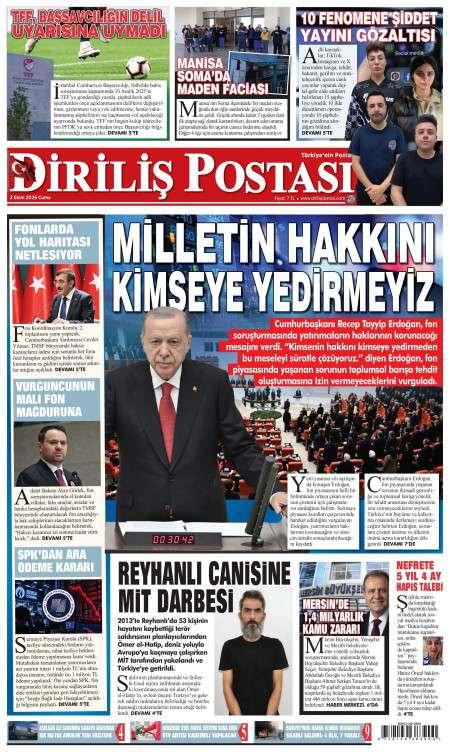 Diriliş Postası bugünkü kapak
