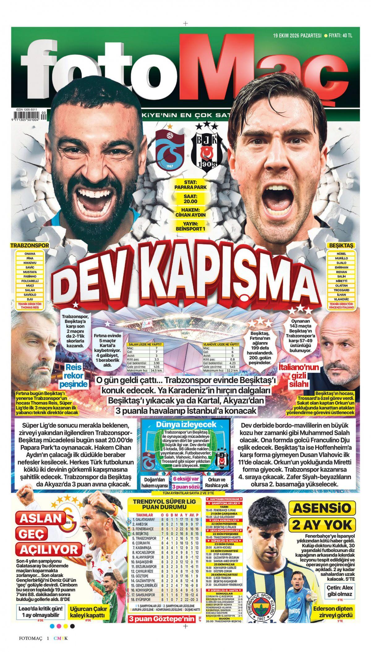 Fotomaç Gazetesi 1. Sayfa Manşeti