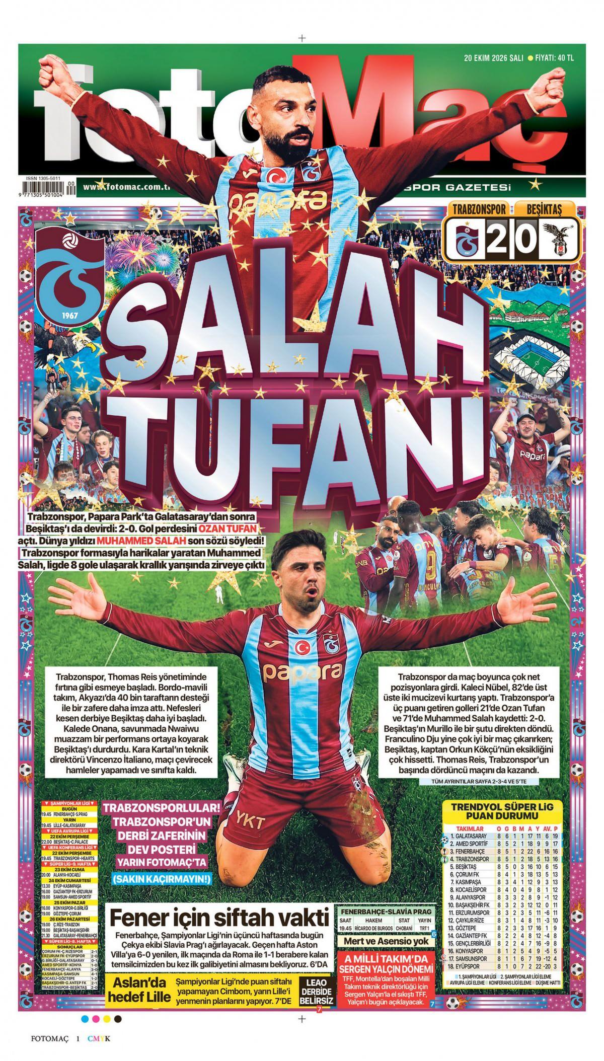 Fotomaç Gazetesi 1. Sayfa Manşeti