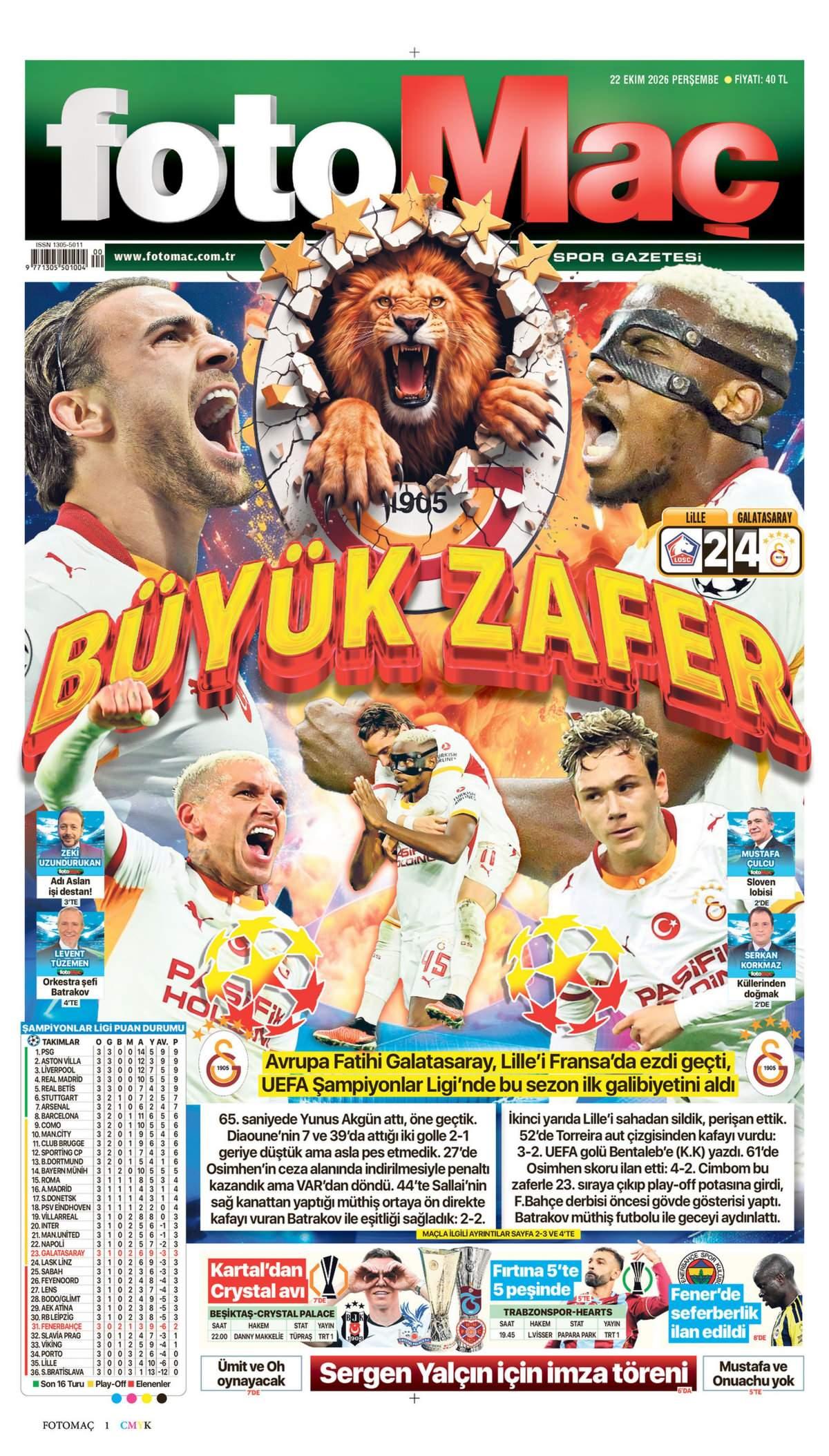 Fotomaç Gazetesi 1. Sayfa Manşeti