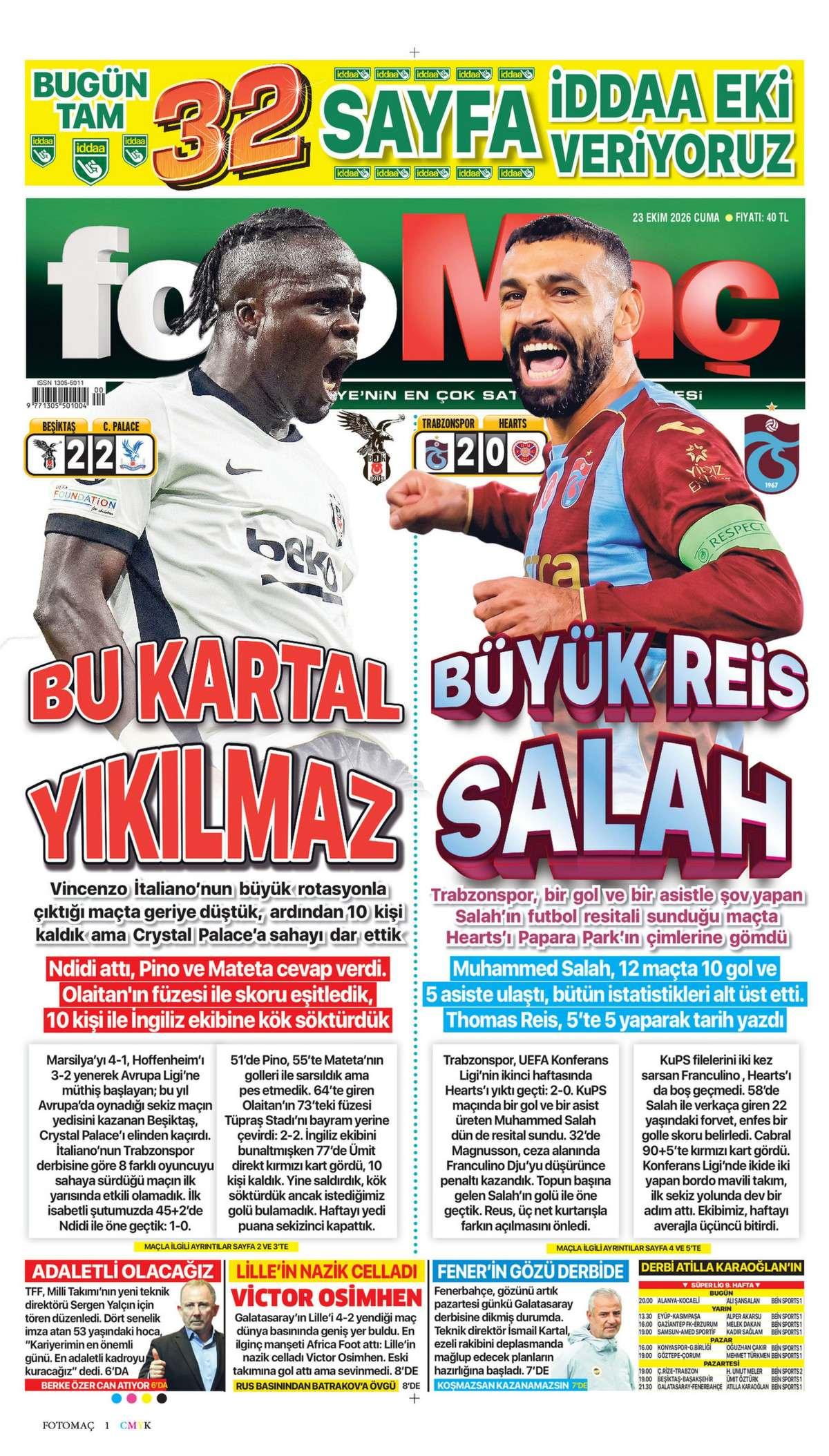 Fotomaç Gazetesi 1. Sayfa Manşeti