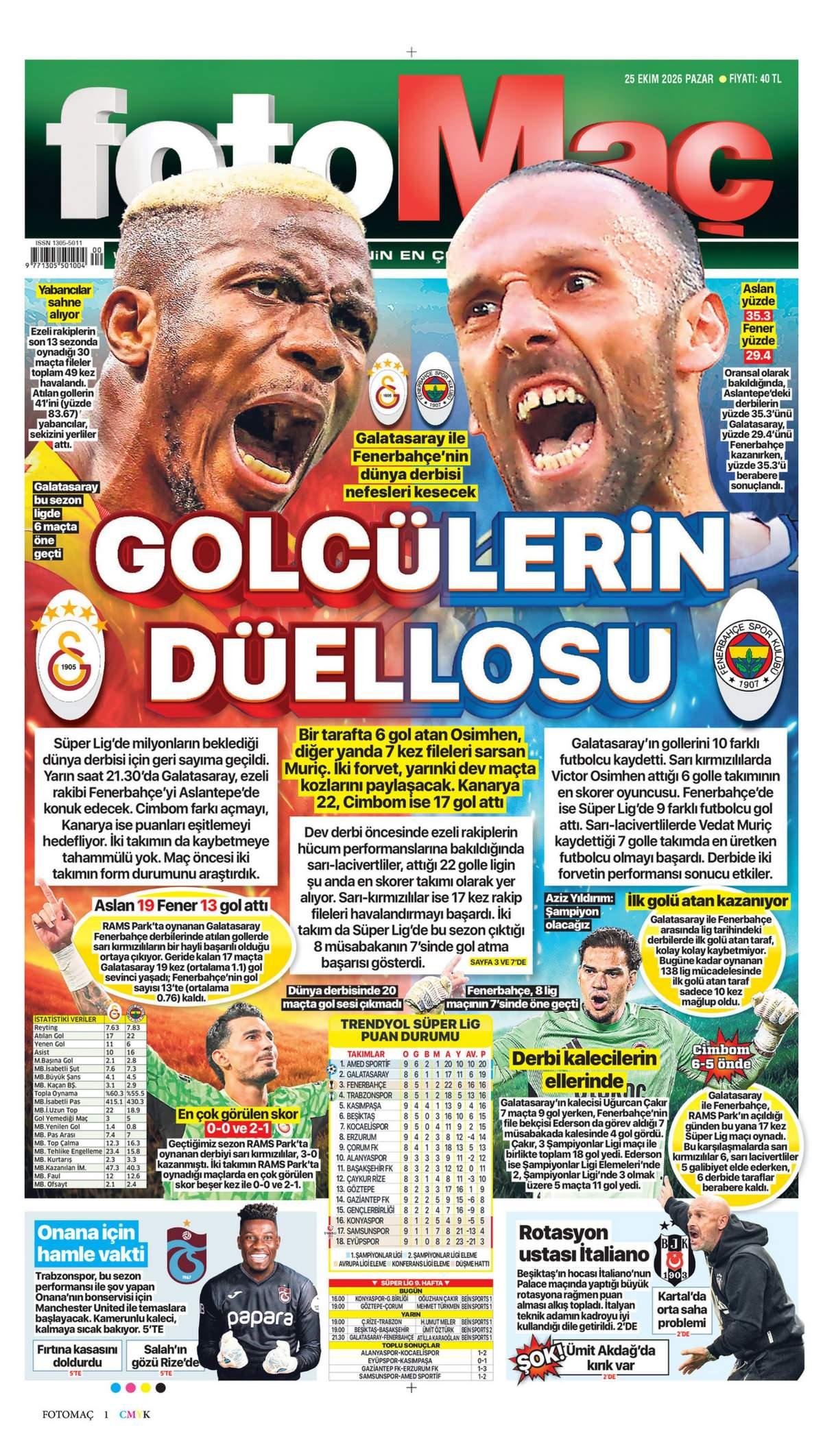 Fotomaç Gazetesi 1. Sayfa Manşeti