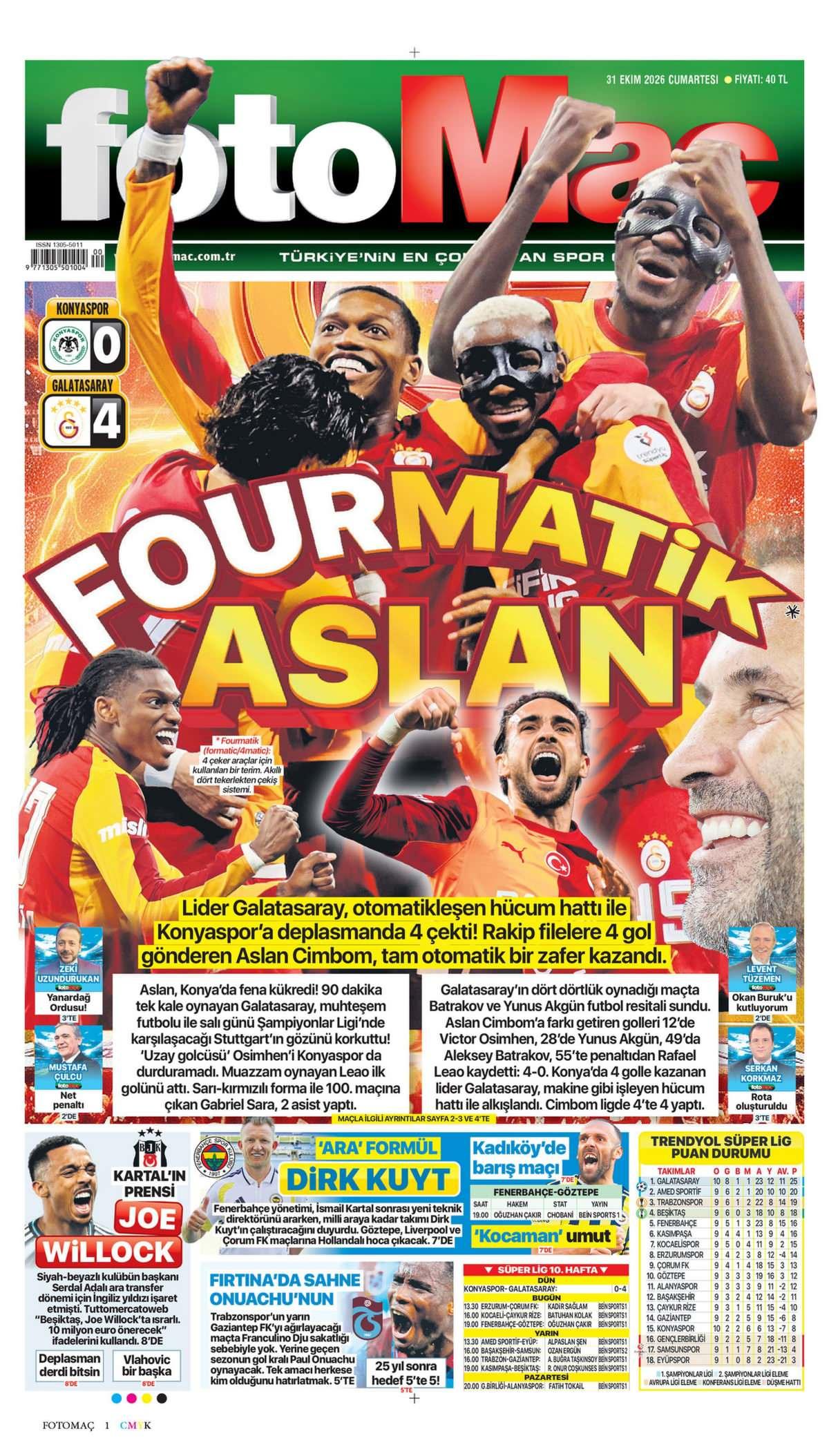 Fotomaç Gazetesi 1. Sayfa Manşeti