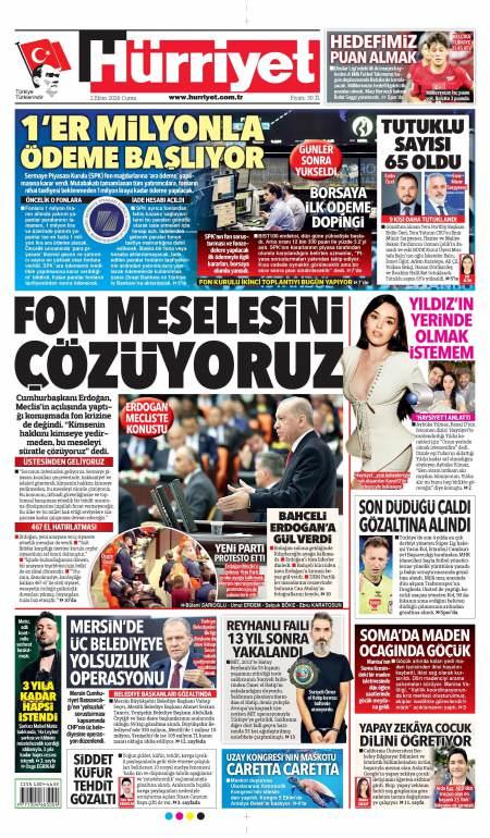 Hürriyet bugünkü kapak