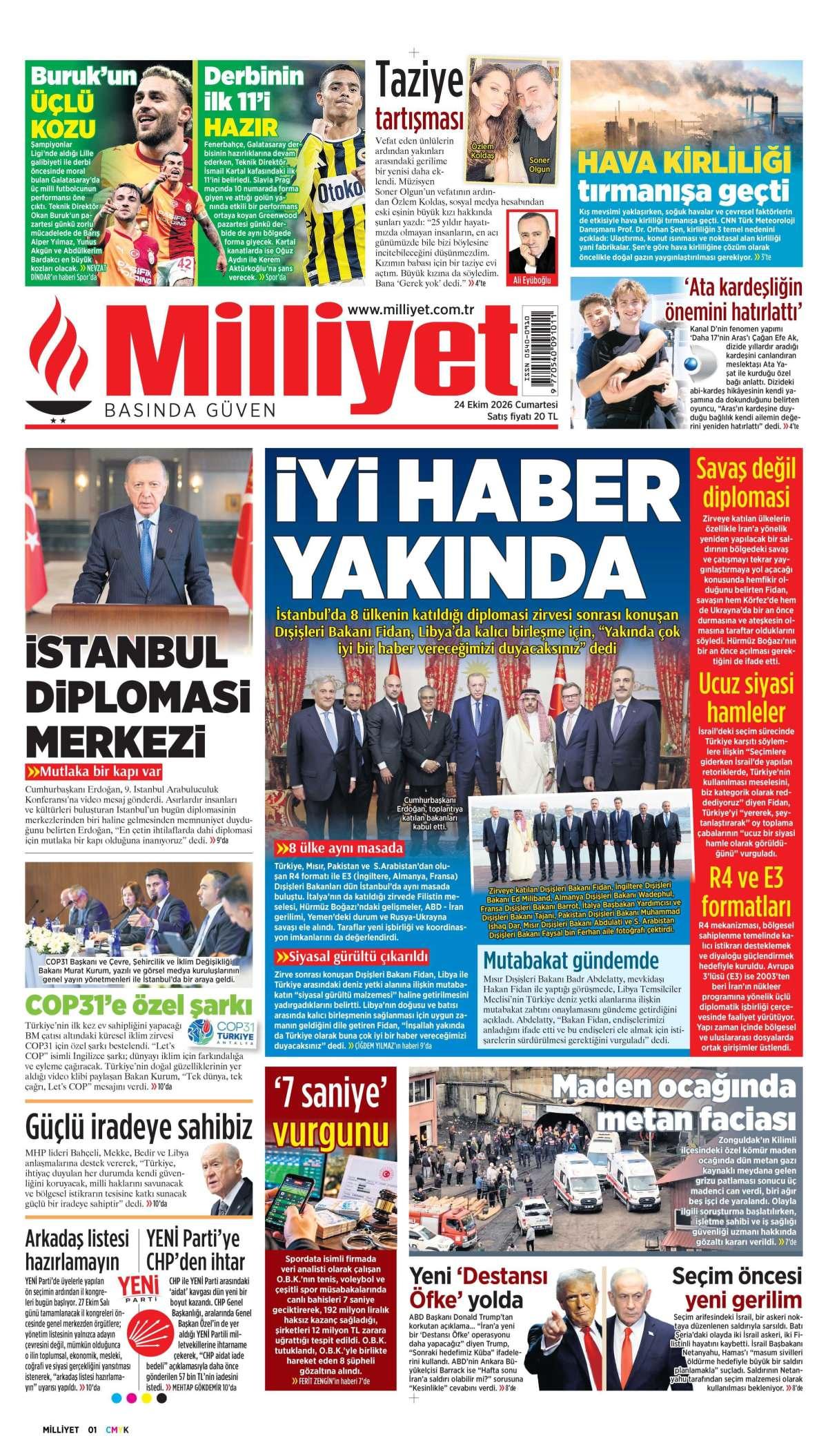 Milliyet Gazetesi 1. Sayfa Manşeti