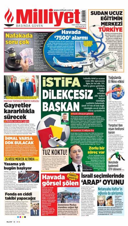 Milliyet bugünkü kapak