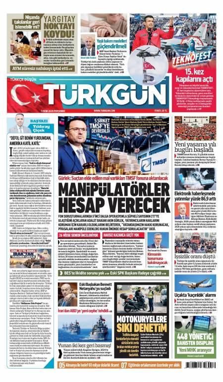 Türkgün bugünkü kapak