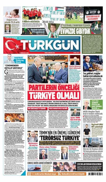 Türkgün bugünkü kapak