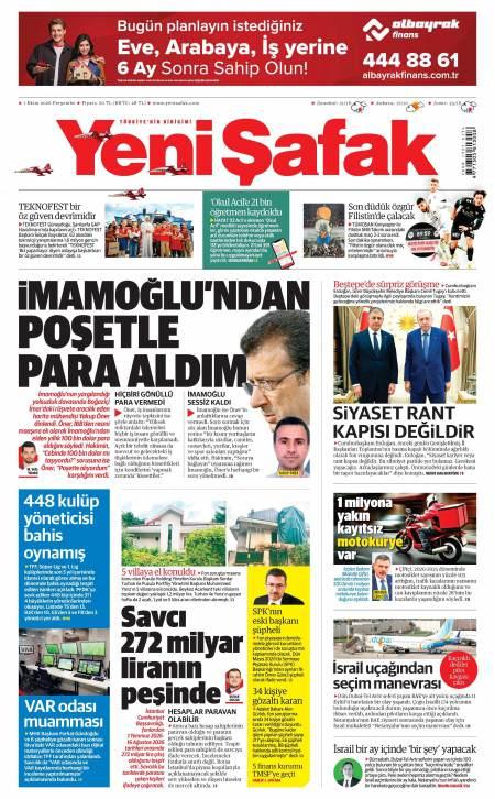 Yeni Şafak bugünkü kapak